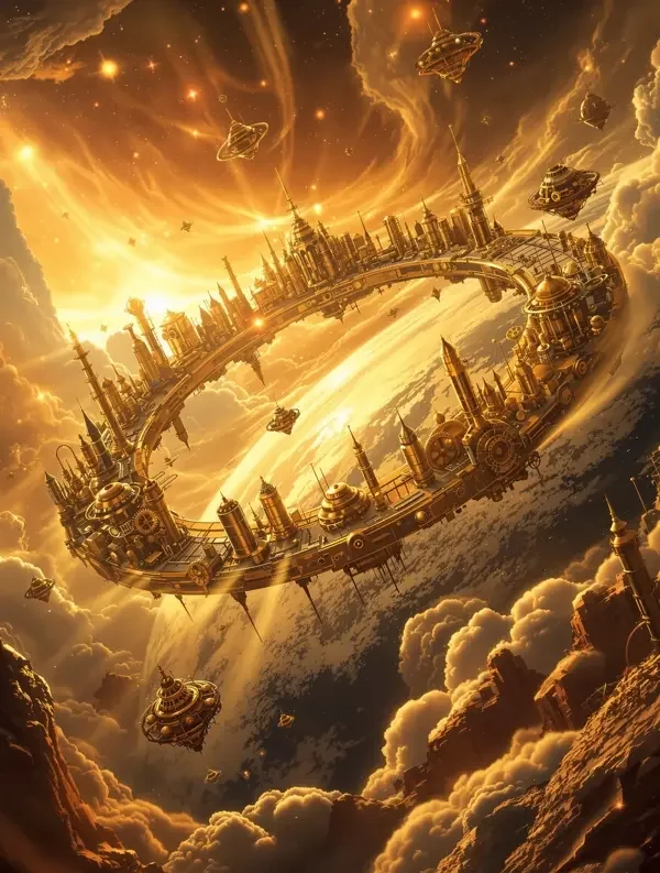 蒸汽卫星城 复古科幻封面